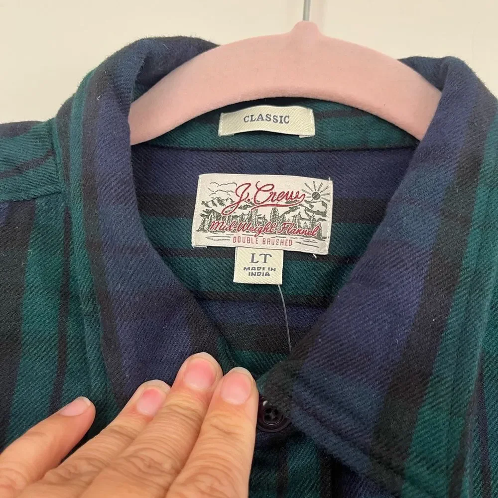 J Crew Midweight Regenerative Cotton Flannel Workshirt NWT